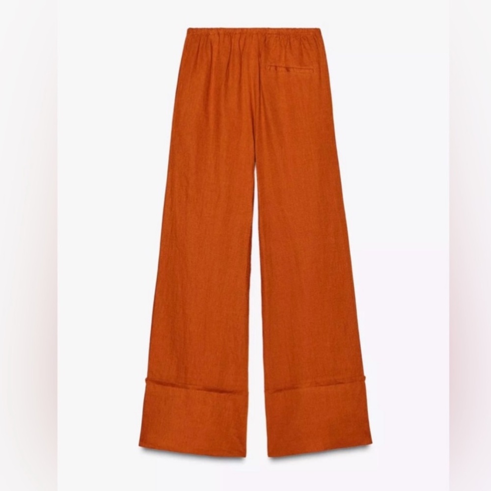 NEW ZARA ZW Collection 100% Linen Palazzo Trousers Pants 4786/091/642 - Picture 7 of 13